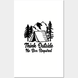 Think Outside No Box Required. Funny Nature Lover T-Shirt & Cool Camping Shirts Posters and Art